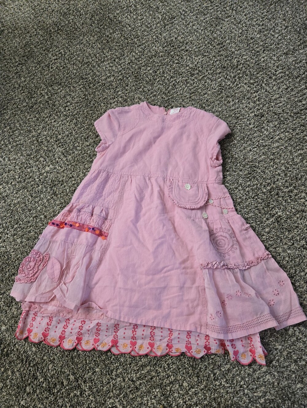 Vintage Oilily Pink Layered Casual Dress for Girls